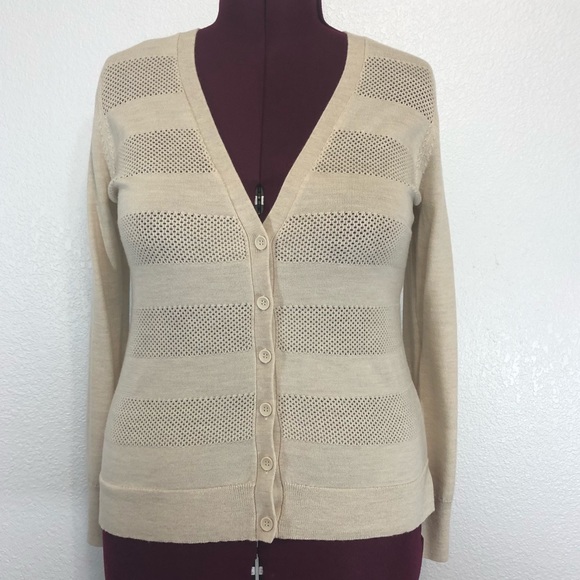 Halogen Sweaters - Halogen 100% Merino Wool Beige Cardigan