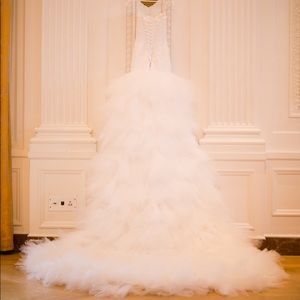 Custom made tulle trumpet wedding gown
