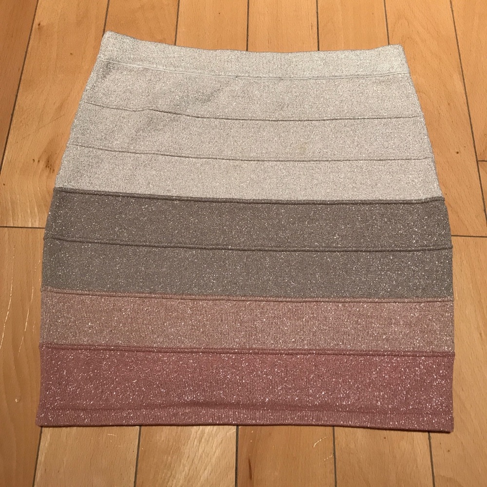 Sparkly Pink and Beige Bandage Miniskirt