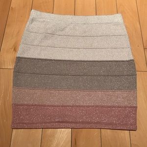 Sparkly Pink and Beige Bandage Miniskirt