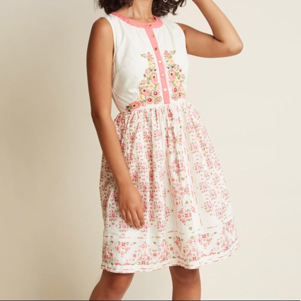 Modcloth A Conversation Masterpice A Line Dress