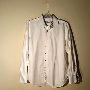 Men’s Patterned White Dress Shirt