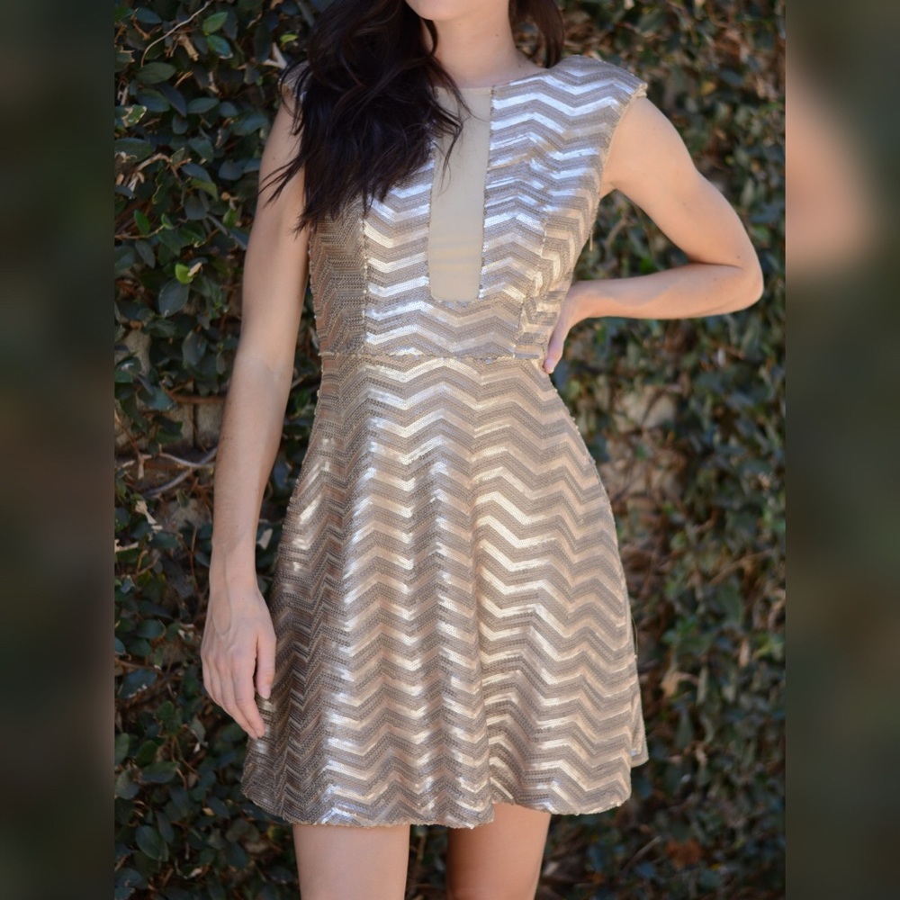 Bebe Sequin Chevron Dress