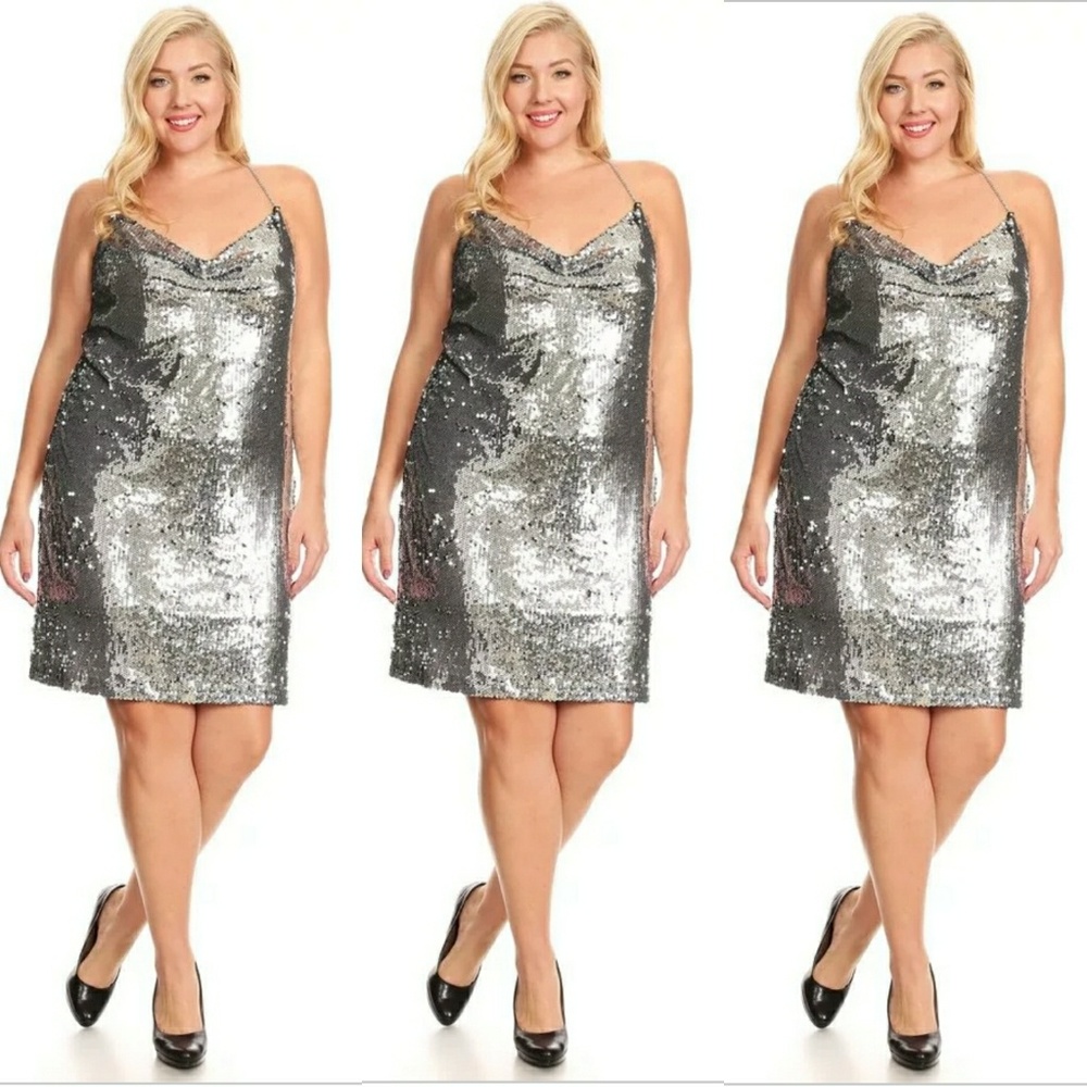 New plus size silver dress 1x 2x 3x