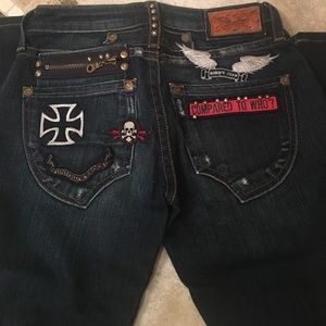 Women's patchwork robins jeans