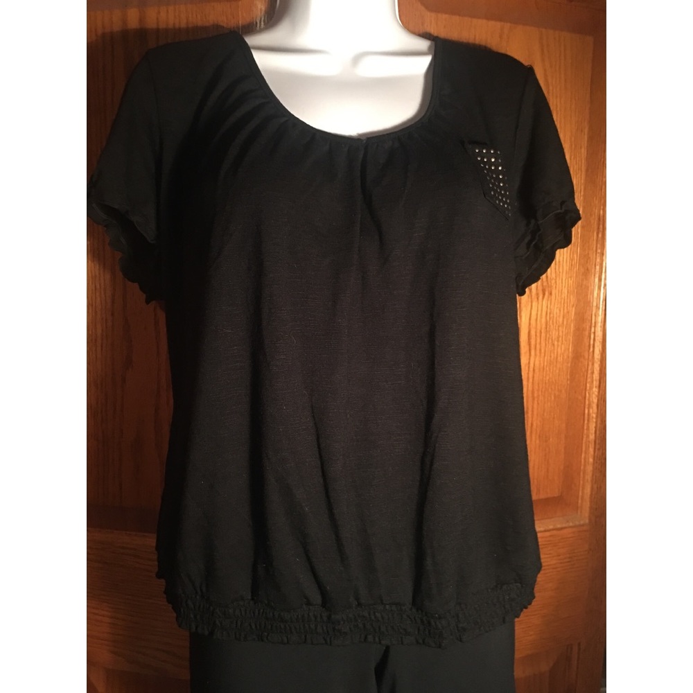 Route 66 Black Ruched black cute top