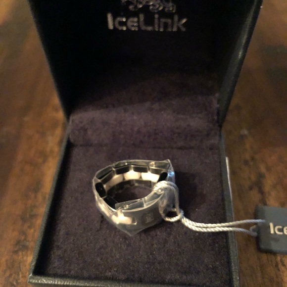 Ice link 1-row oval pink ceramic ring size 6 - Picture 3 of 7