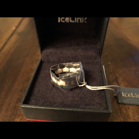 Ice link 1-row oval pink ceramic ring size 6 - Picture 4 of 7