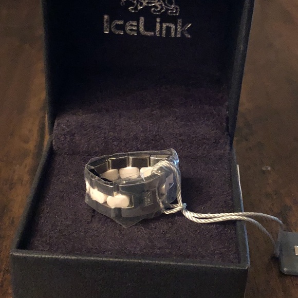 Ice link 1-row oval pink ceramic ring size 6 - Picture 6 of 7