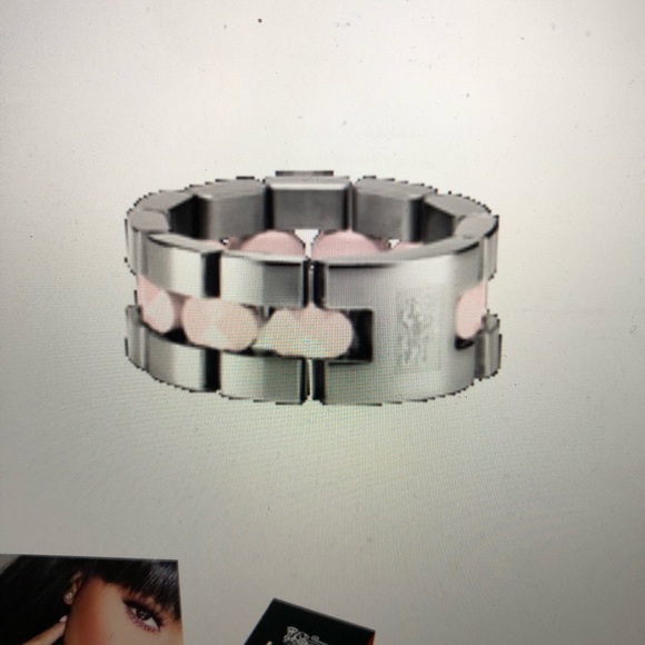 Ice link 1-row oval pink ceramic ring size 6 - Picture 7 of 7