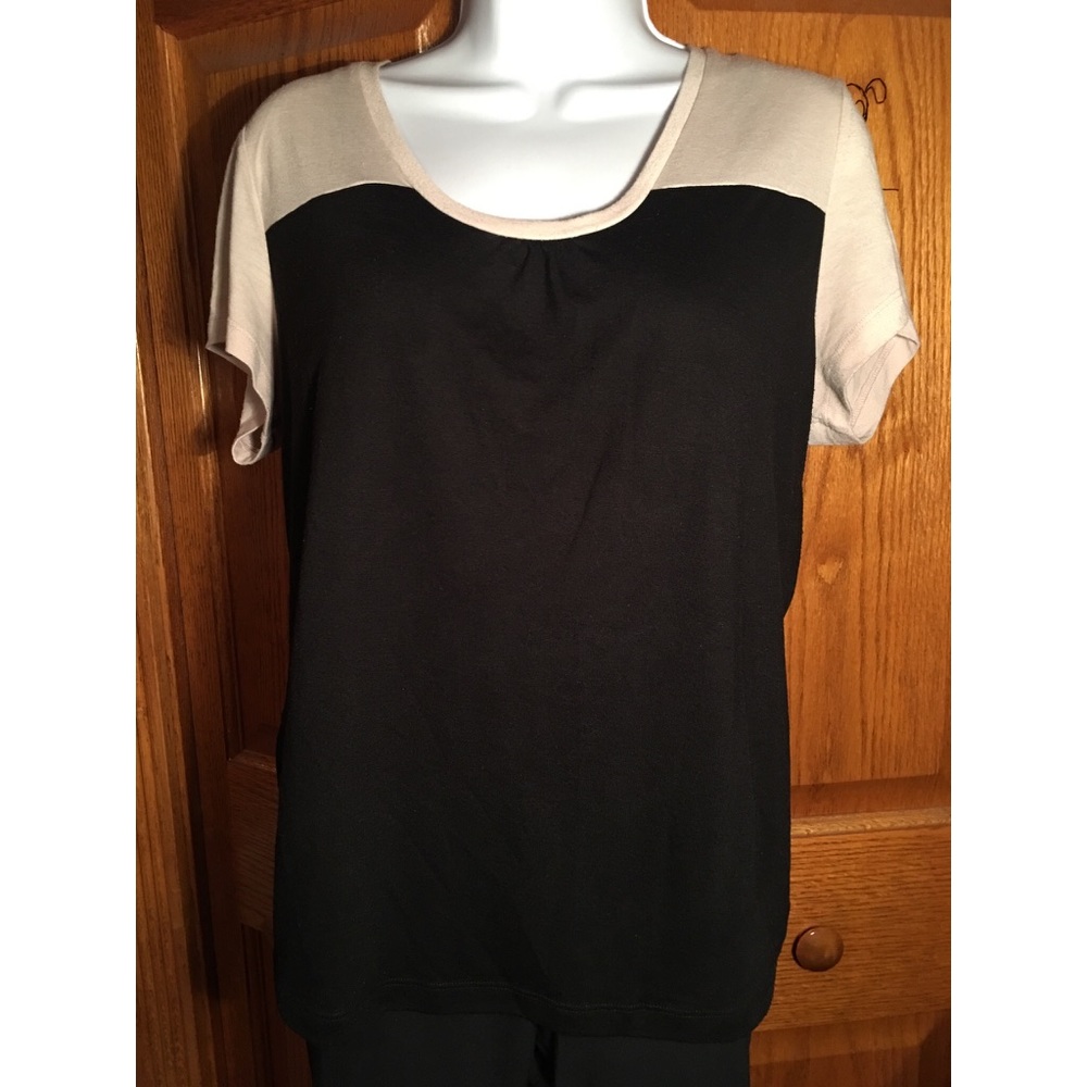 GEORGE two-tone abstract blouse