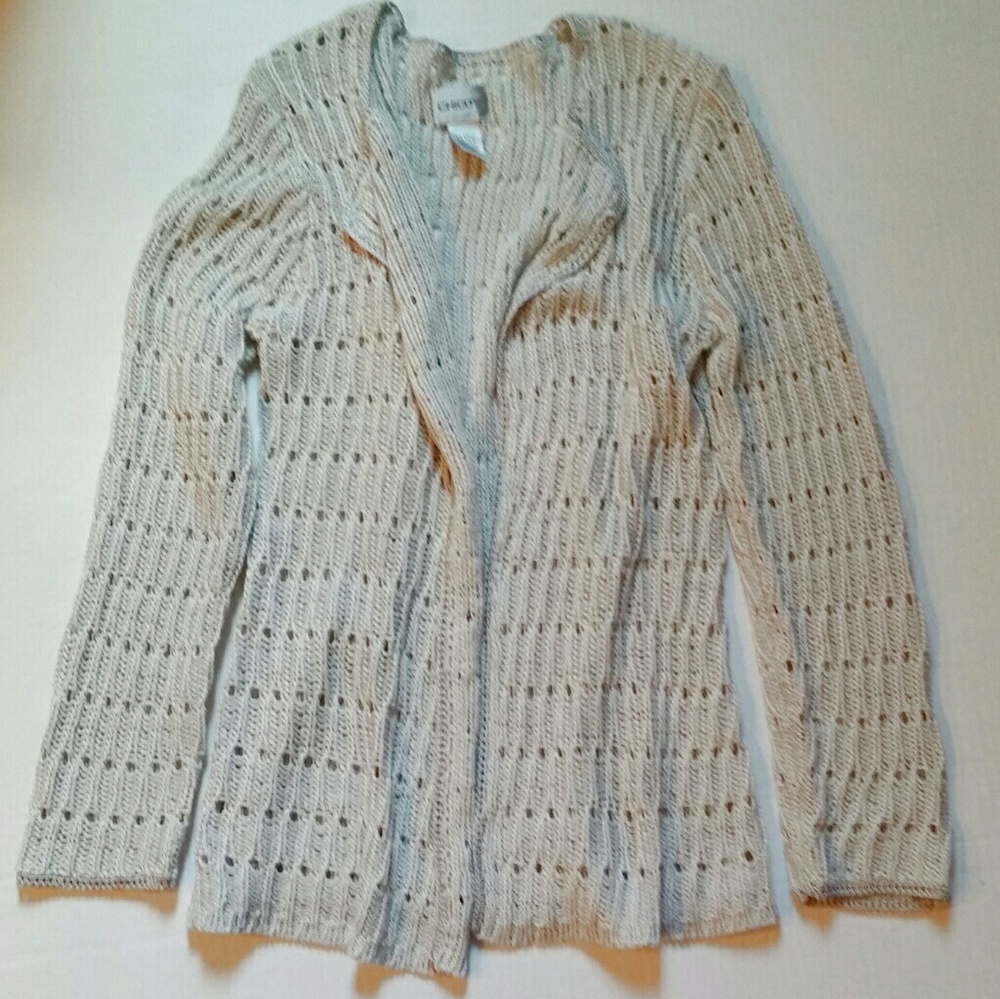 Chico's Medium Knit Very Light Gray Cardigan
