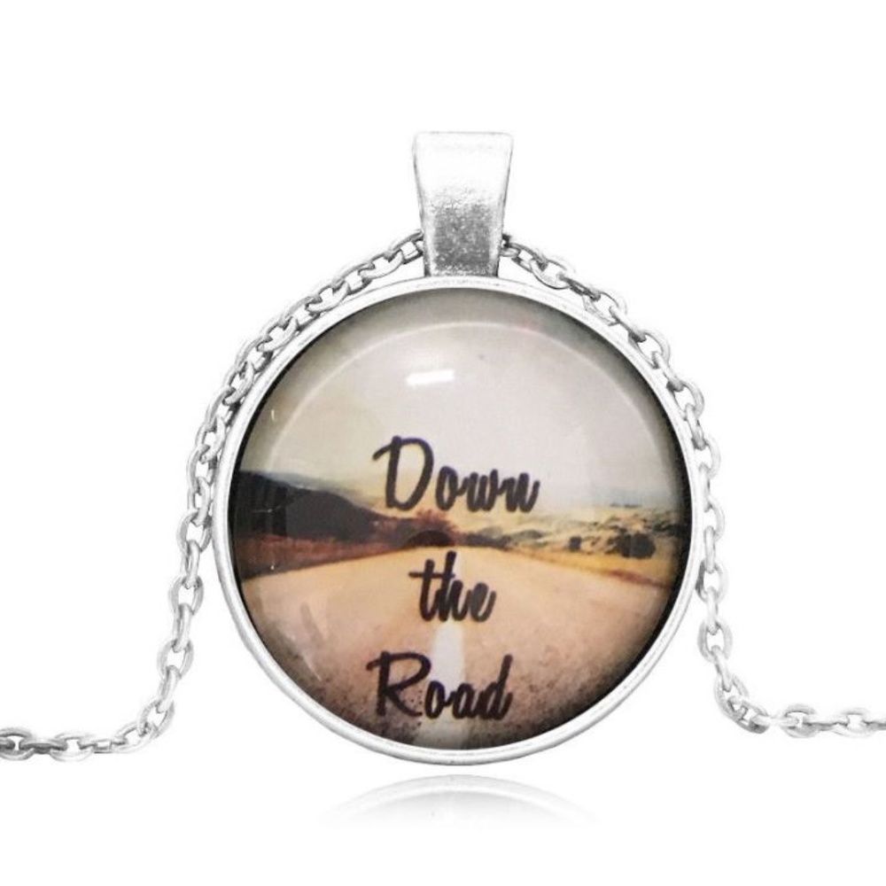 Down the Road Glass/Tibetan Silver Necklace