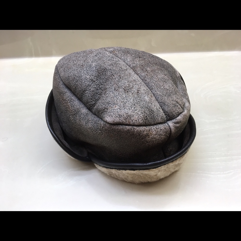 Leather and Shearling Winter Hat