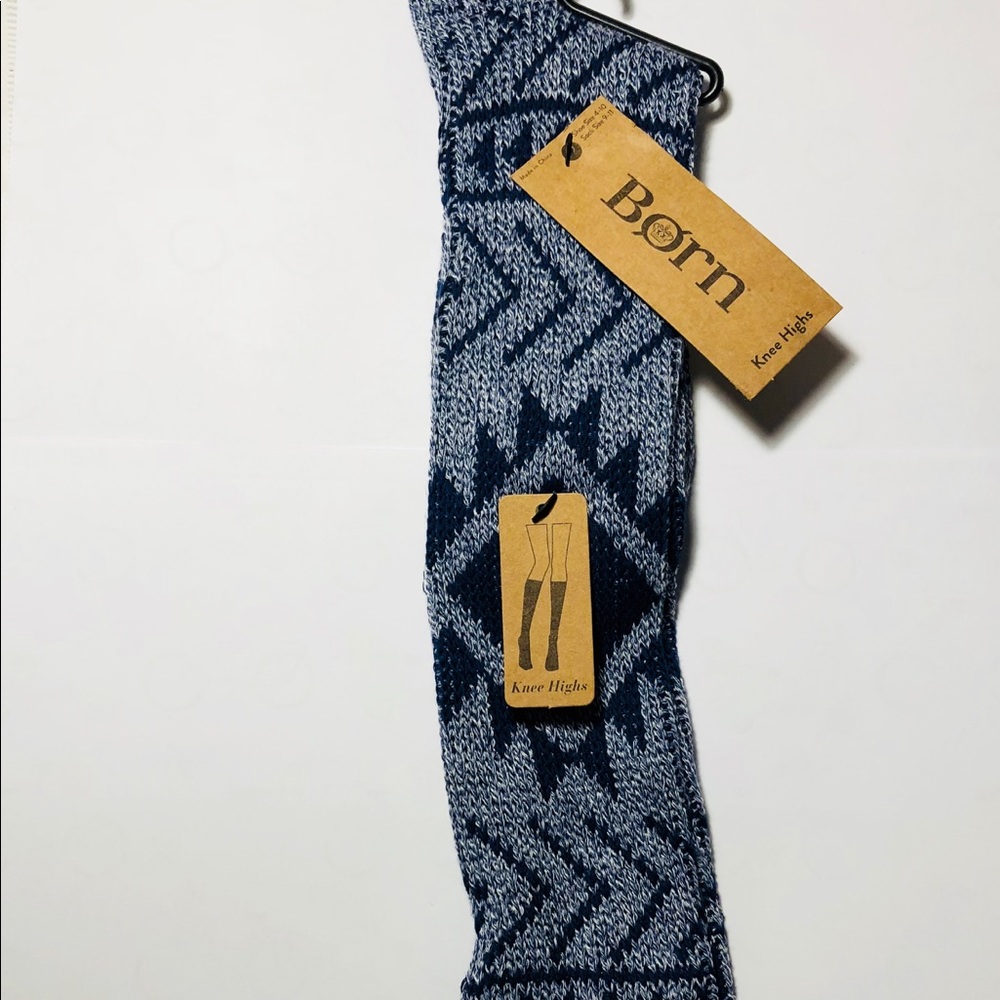🧦BORN BLUE KNEE HIGH TRIBAL BOOT SOCK NWT.