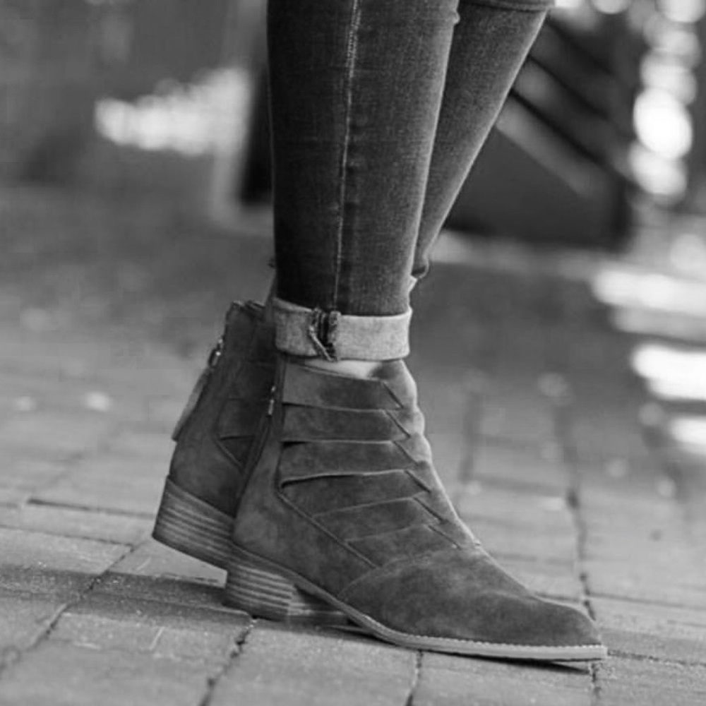 Distressed Woven Black Booties - Picture 2 of 8
