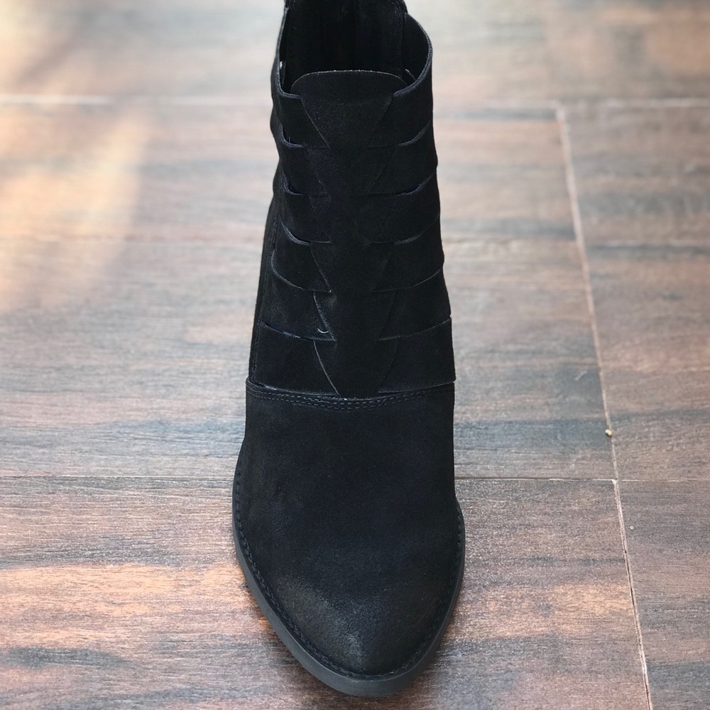 Distressed Woven Black Booties - Picture 6 of 8