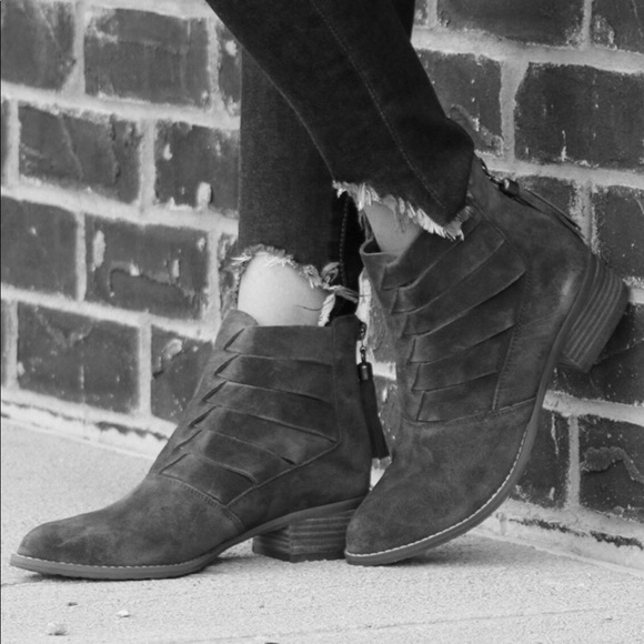 Anthropologie Shoes - Distressed Woven Black Booties