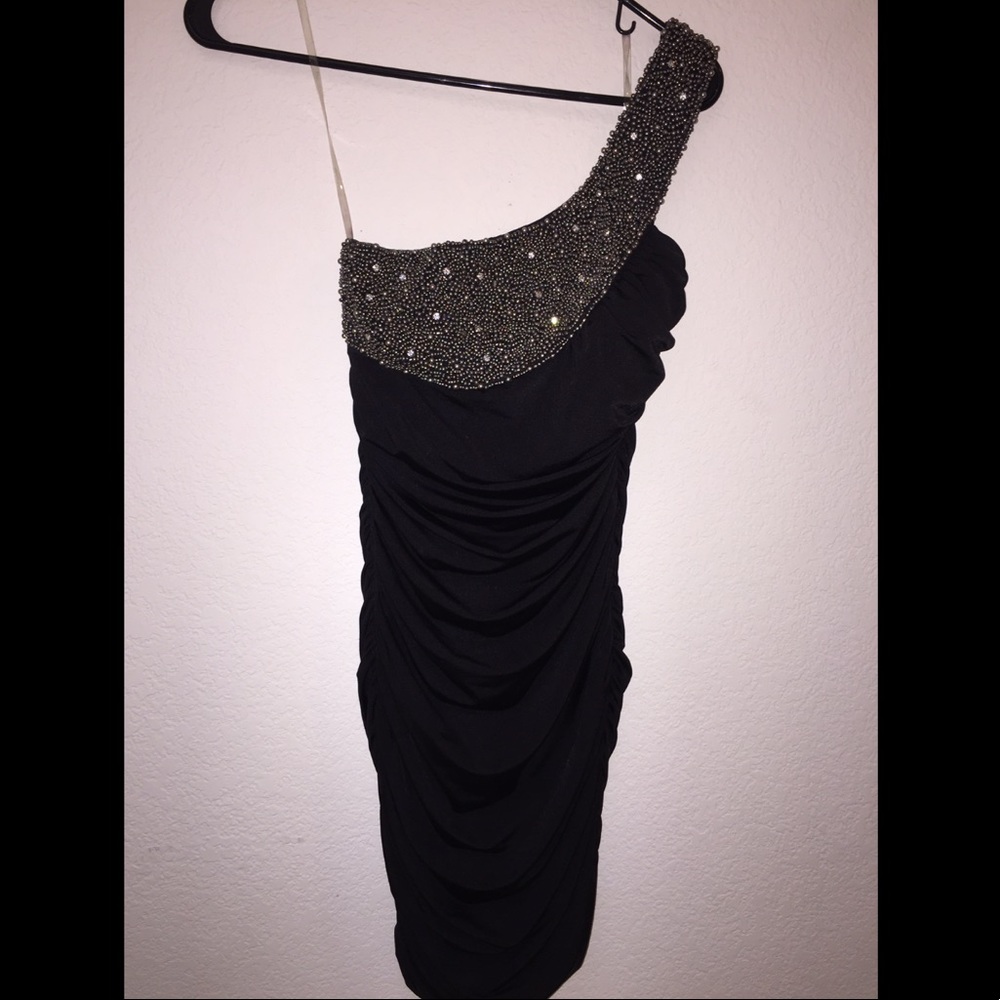 Black one strap bandage dress