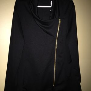 athletic black jacket with off center zipper