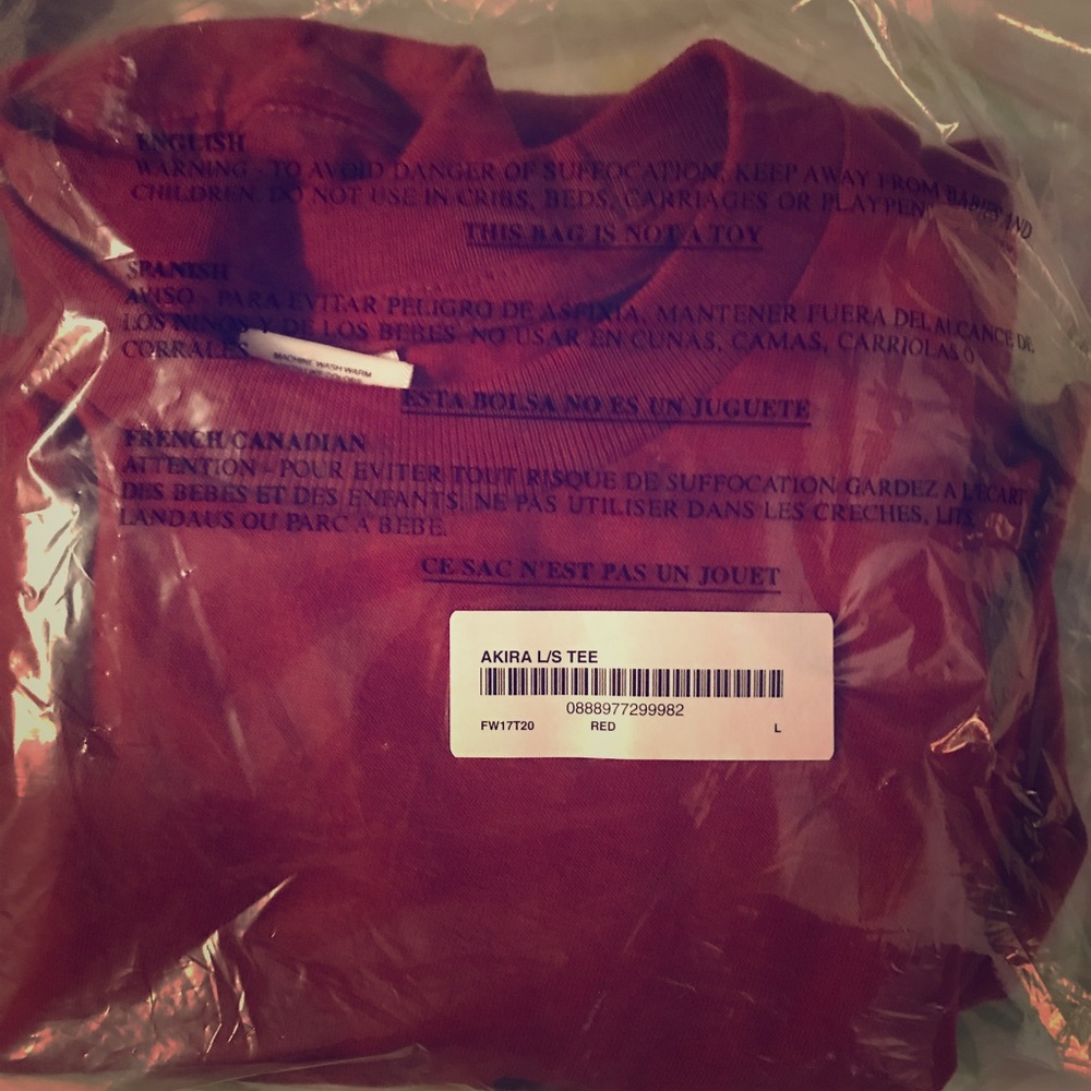 Supreme Akira Neo Tokyo Long Sleeve Tee Red Large