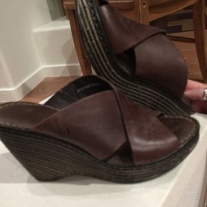 Born wedge open toe mules