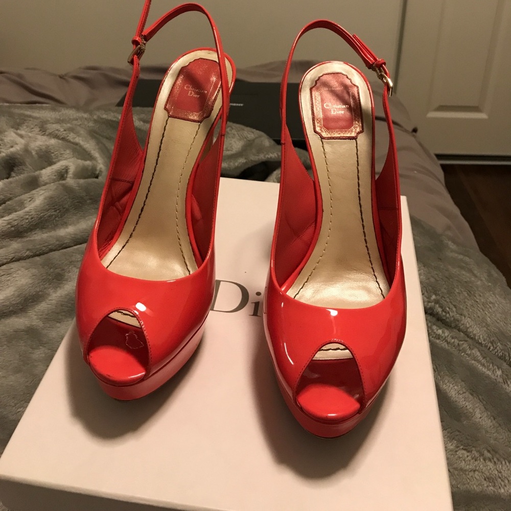 Hot pink Dior sling backs