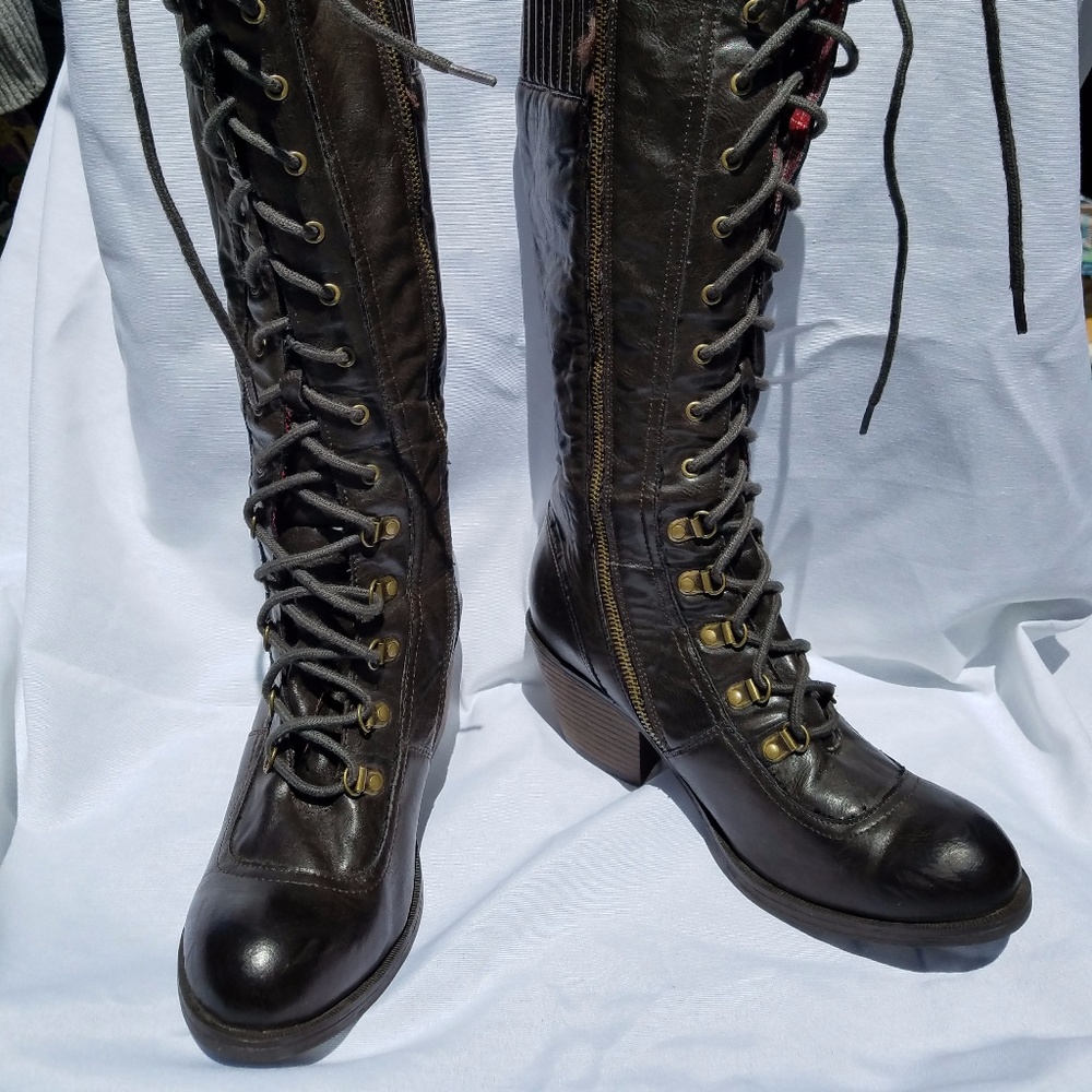 Lace up tall boots