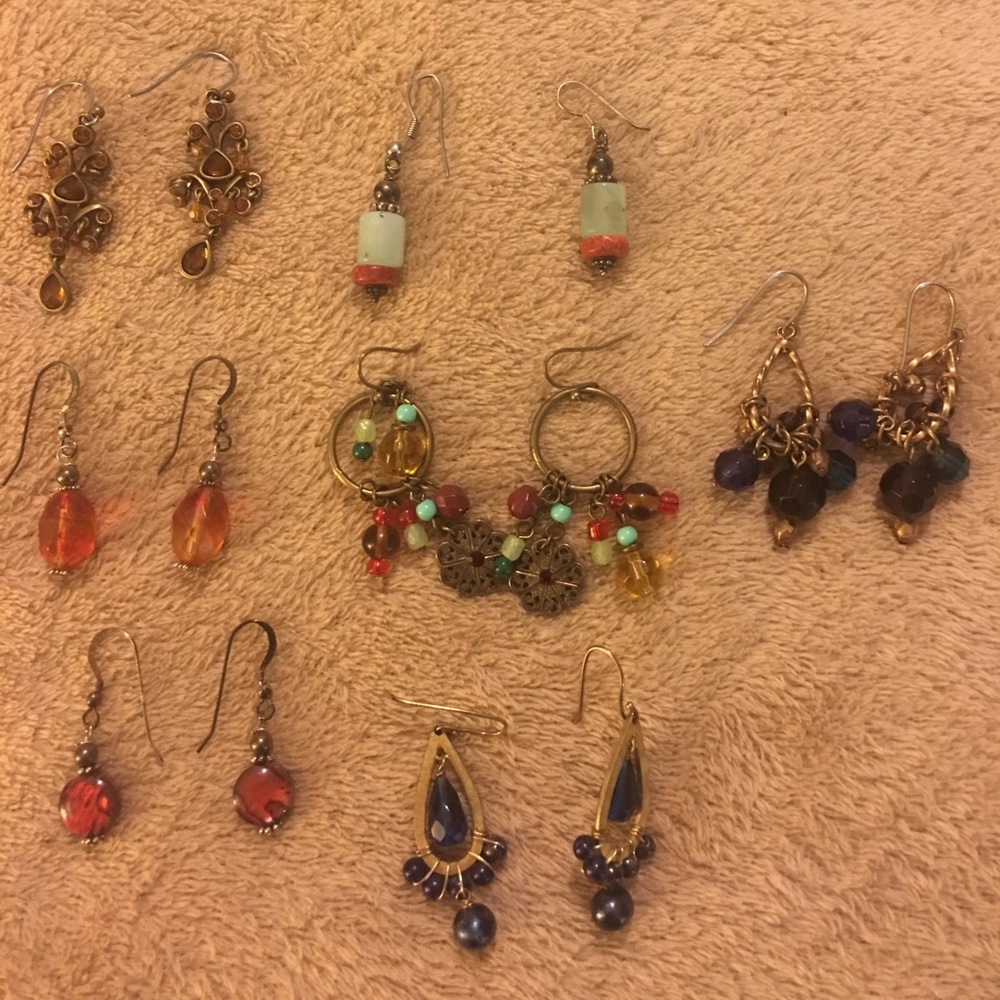 Lot of 7 Pair Custom Made Glass Beaded Earrings