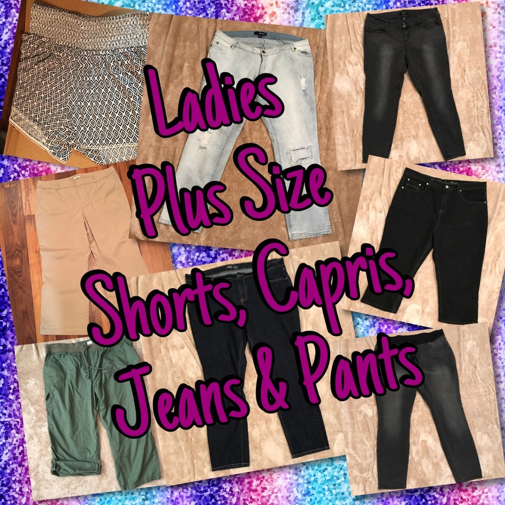Ladies Plus Size Shorts, Pants, Capris & Jeans