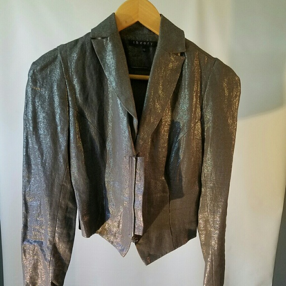 Theory crop sparkle jacket with zipper - Picture 2 of 3