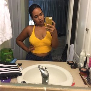 Yellow knit H&M crop top