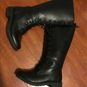 Black combat boots