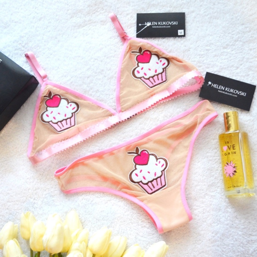 Cupcake sheer bralette and cheeky panty
