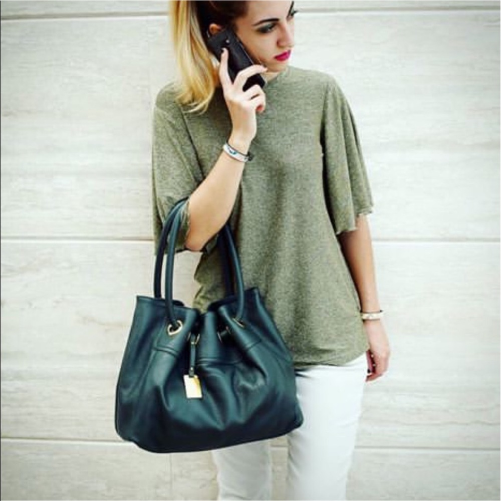 Oden Green Carbotti Leather Handbag Tote NWT