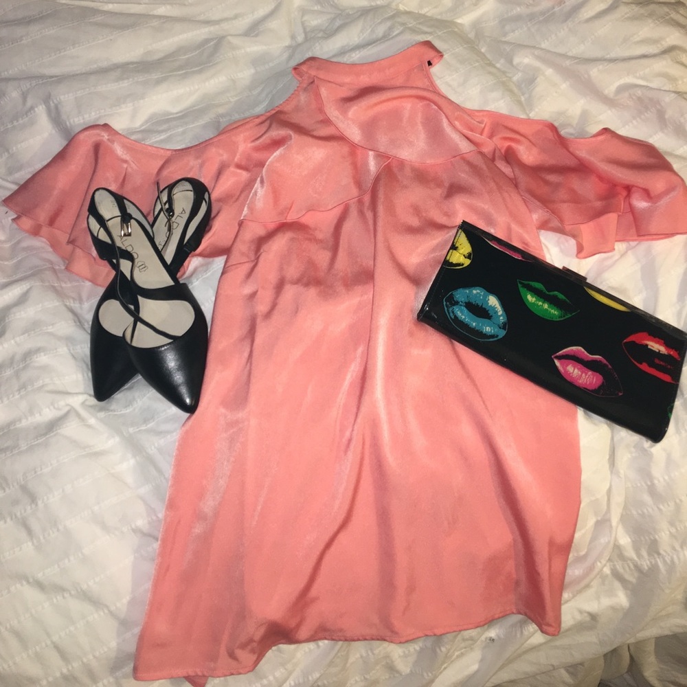 Eloquii Pink Cut Out shoulder Blouse