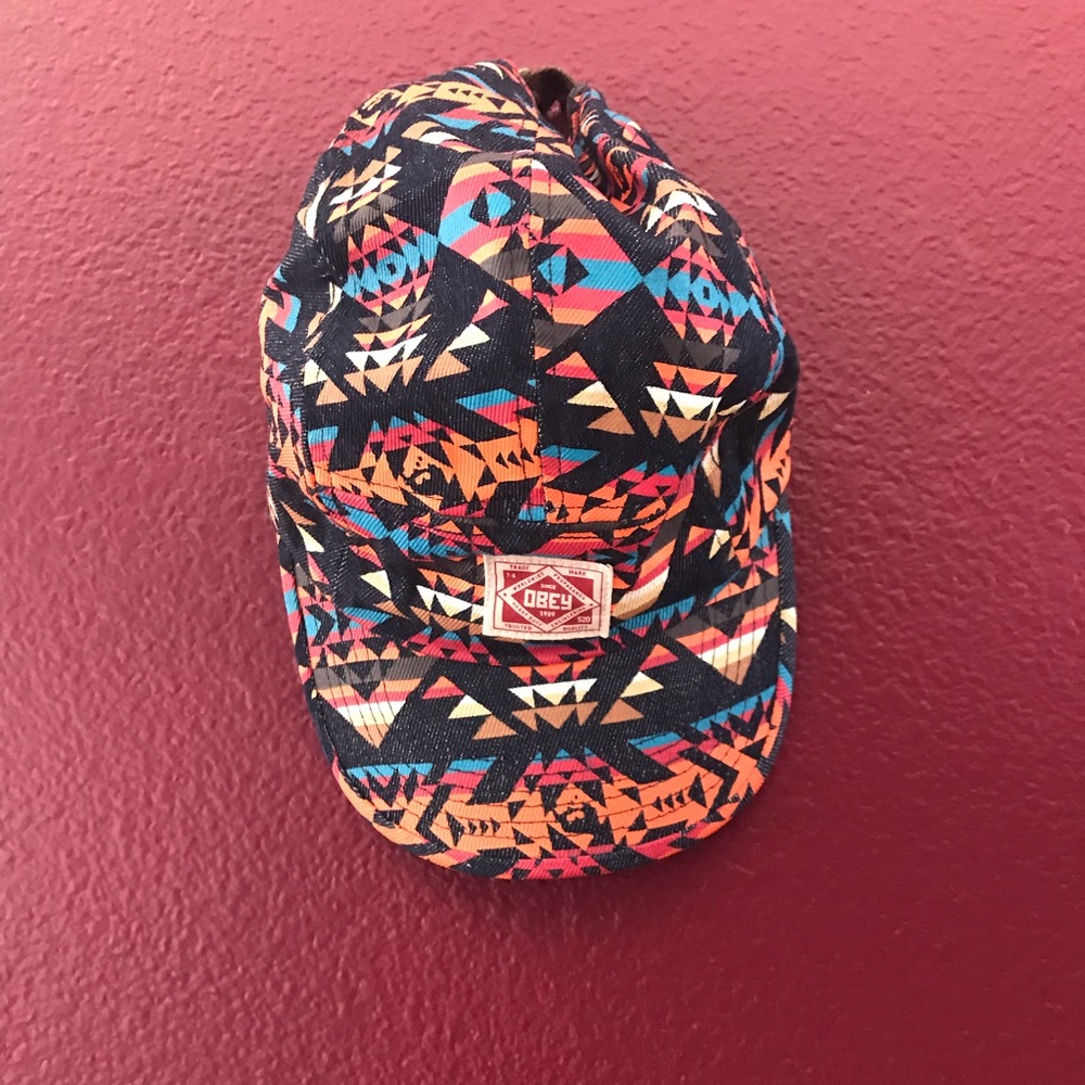 SOLD Obey tribal print five panel hat