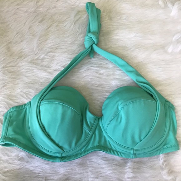 Asos Halter Turquoise Bikini Top Size US 36B - Picture 1 of 8