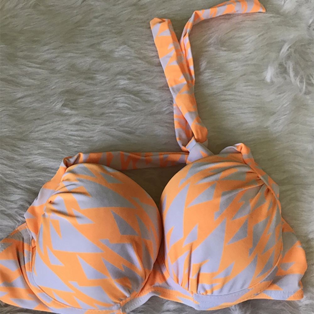 Asos Swim Halter Neck Orange Gray Bikini Top 32D