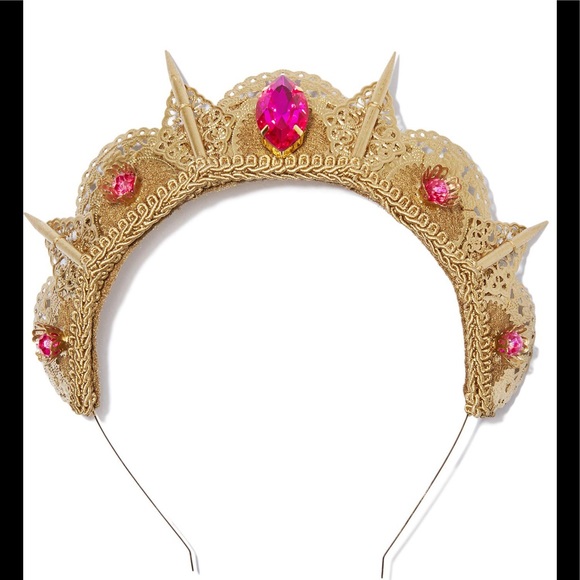 ?DOLLS KILL Pink Gem Filigree Spike Tiara NEW!?
