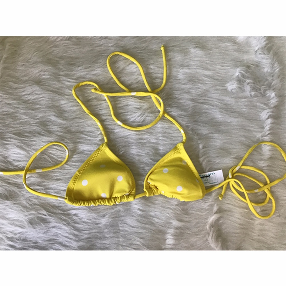 Asos Yellow Polka Dot Triangle Bikini Top Sz 0