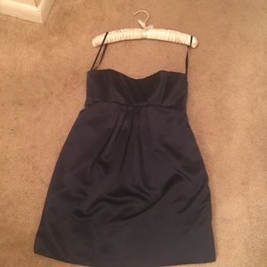 Navy blue strapless formal dress