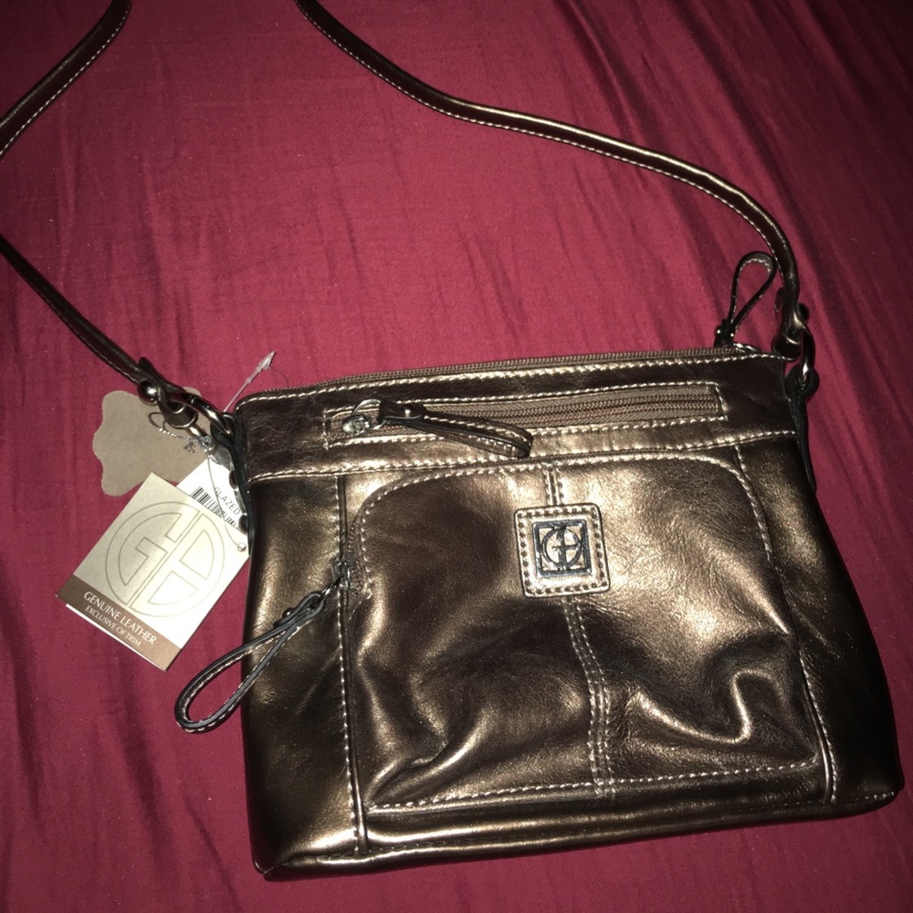 NWT bronze leather Giani Bernini crossbody handbag