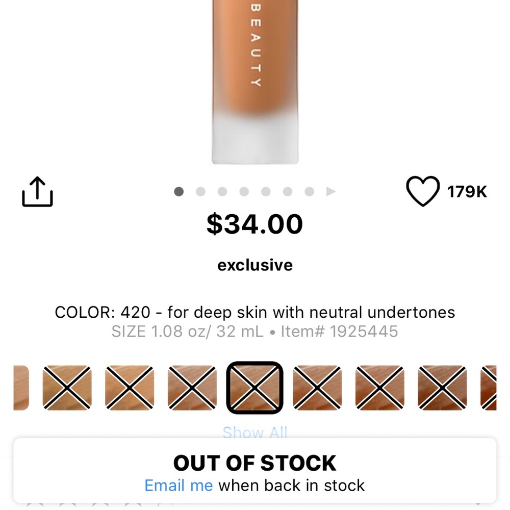 FIRM. Fenty Pro Filt’r Soft Matte Foundation 420