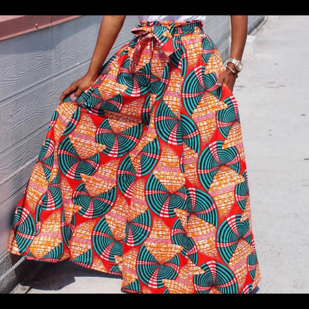Dashiki Wide Leg Pants With Pockets.