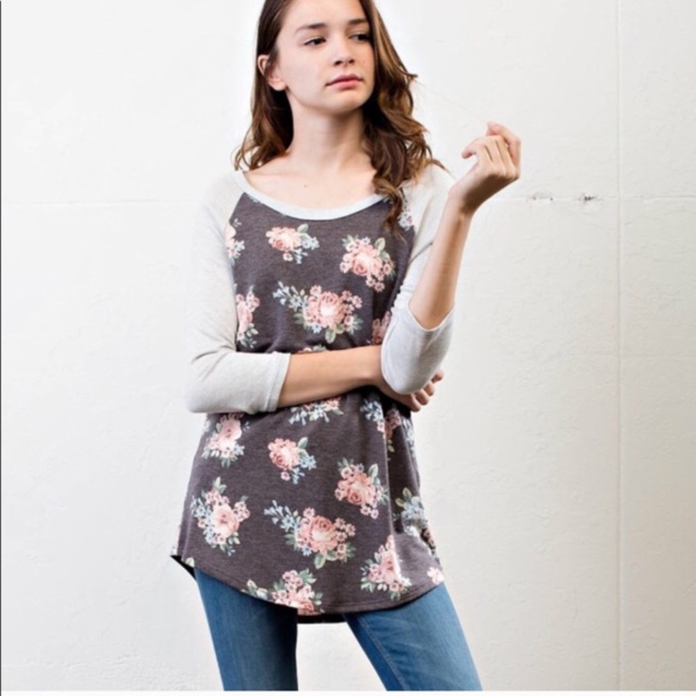 Flower pattern loose fit top