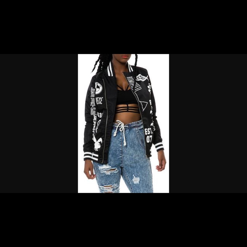 The Dimepiece LA Verbiage Varsity Jacket in Black