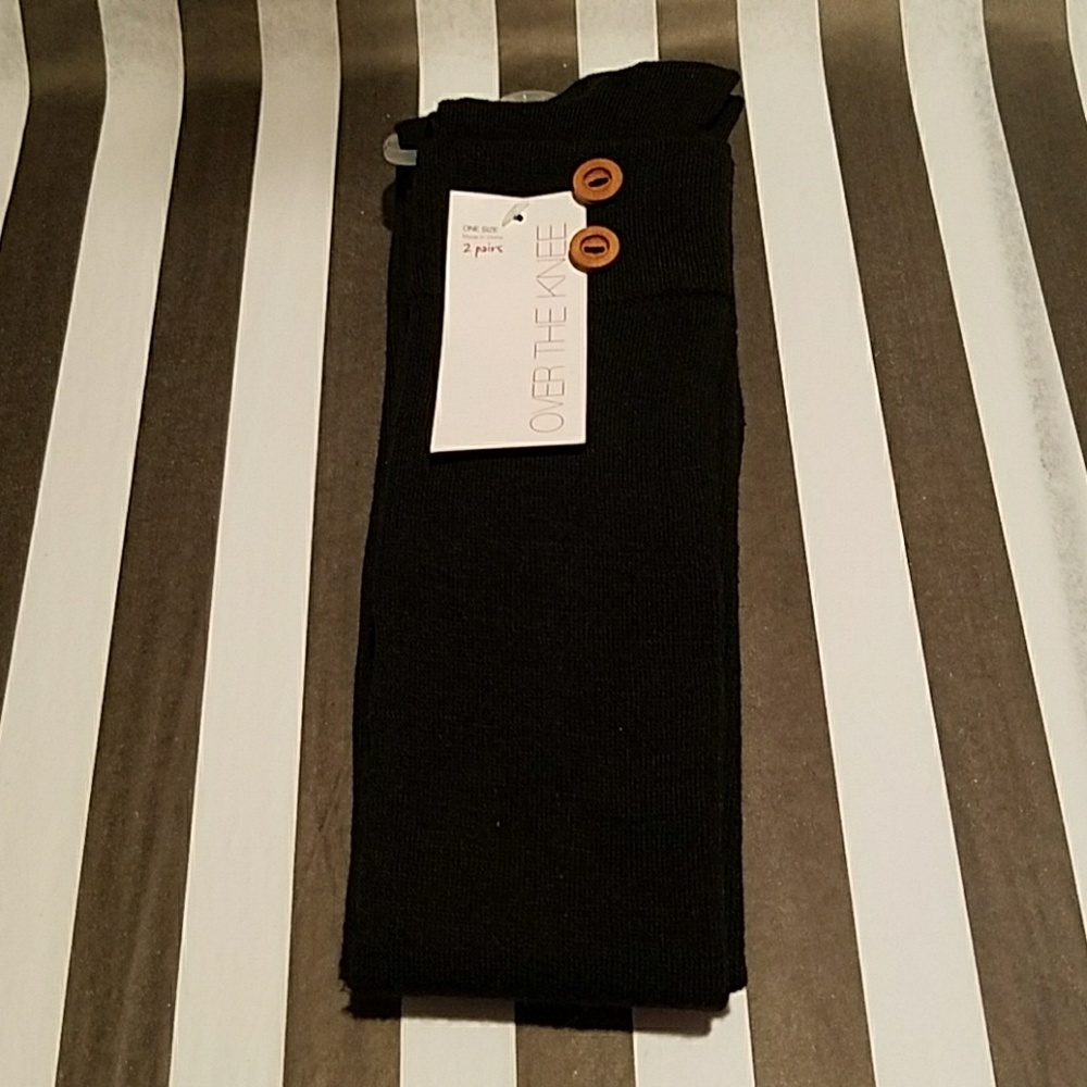 2 pack over the knee black socks