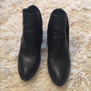 Black Faux Leather Ankle Booties