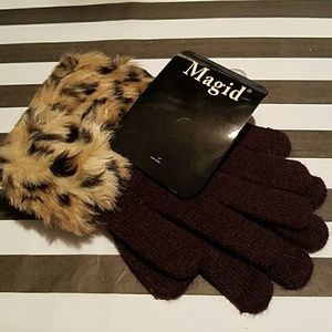 Faux Leopard fur knit gloves luxurious!